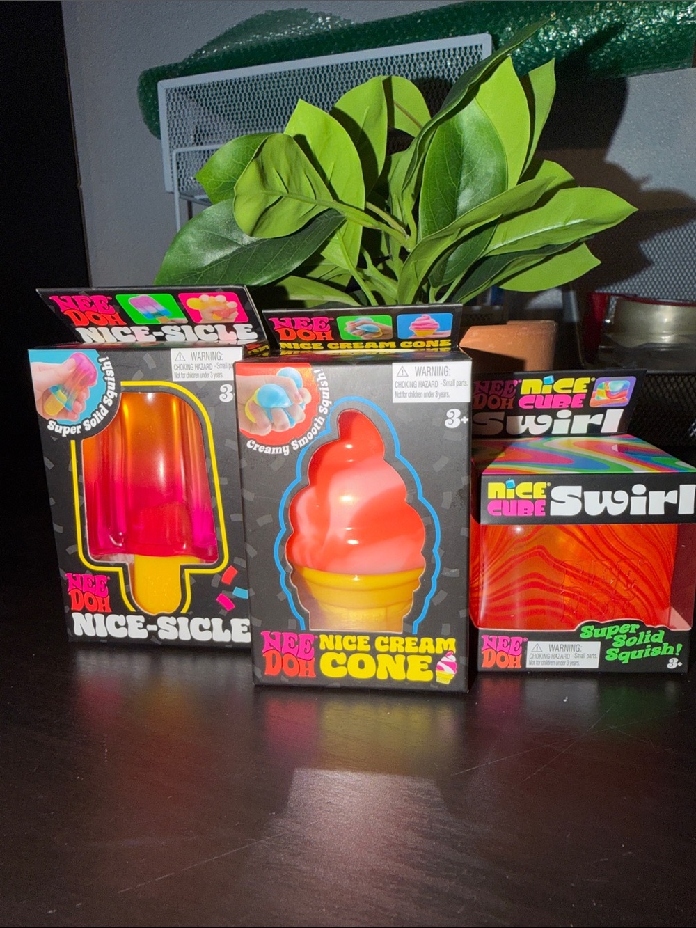 THREE 3 NeeDohs Nice Cream Cone, Swirly Cube & Nice-Sicle Orange Authentic